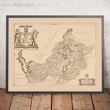 Mappa antica della Contea di Westmeath di Petty, 1685: Athlone, Mullingar, Delvin, Kinnegad, Moate 