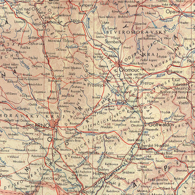 Old Map of Czechoslovakia, 1967: Prague, Bratislava, Brno, Ostrava, Krkonoše National Park
