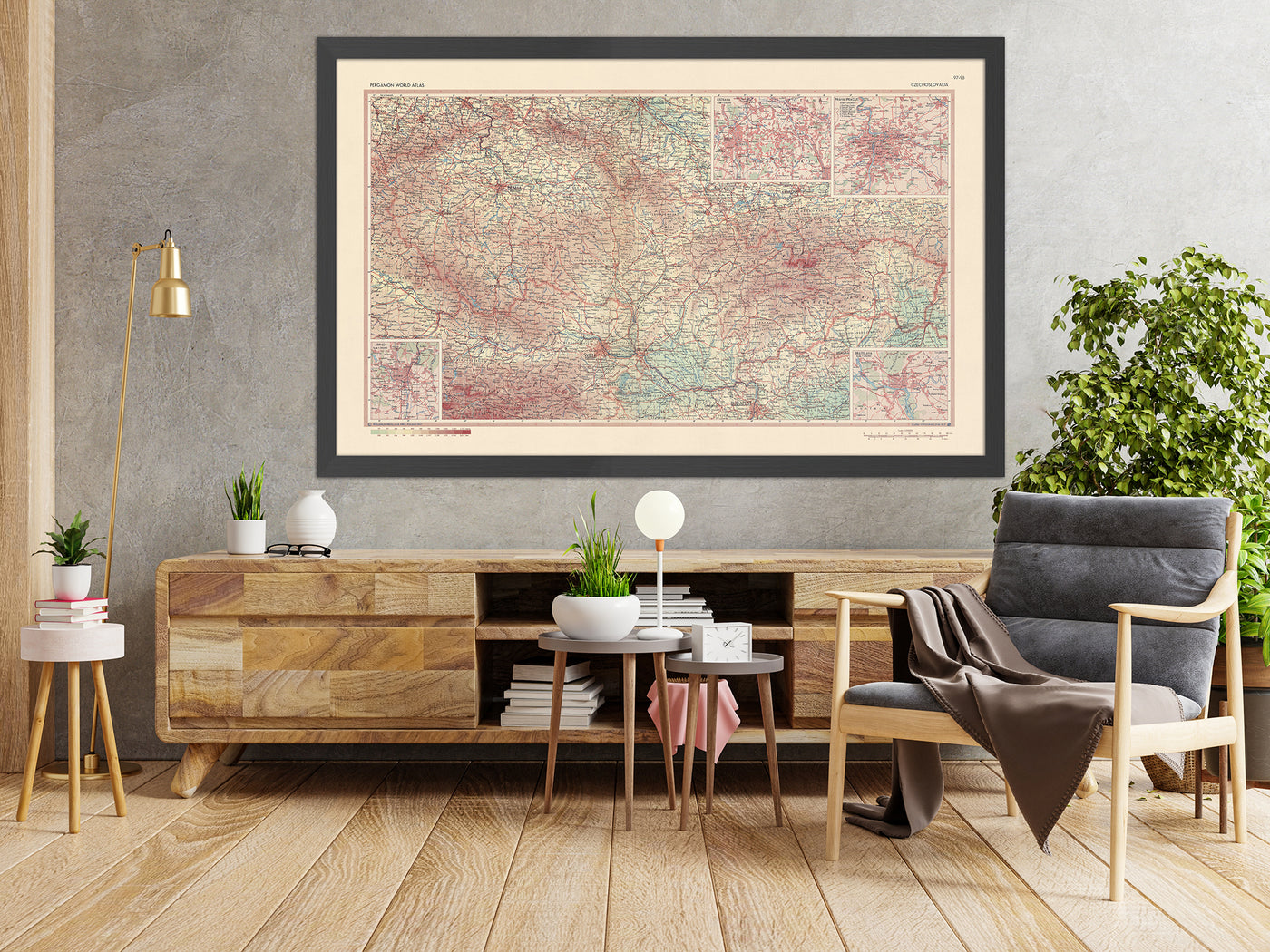 Old Map of Czechoslovakia, 1967: Prague, Bratislava, Brno, Ostrava, Krkonoše National Park