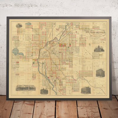 Old Map of Denver by Thayer, 1883: Platte River, Cherry Creek, City Park, Exposition Building, Windsor Hotel