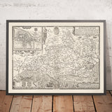 Ancienne carte de Dorset en 1611 par John Speed ​​- Poole, Weymouth, Dorchester, Bridport, Lyme Regis