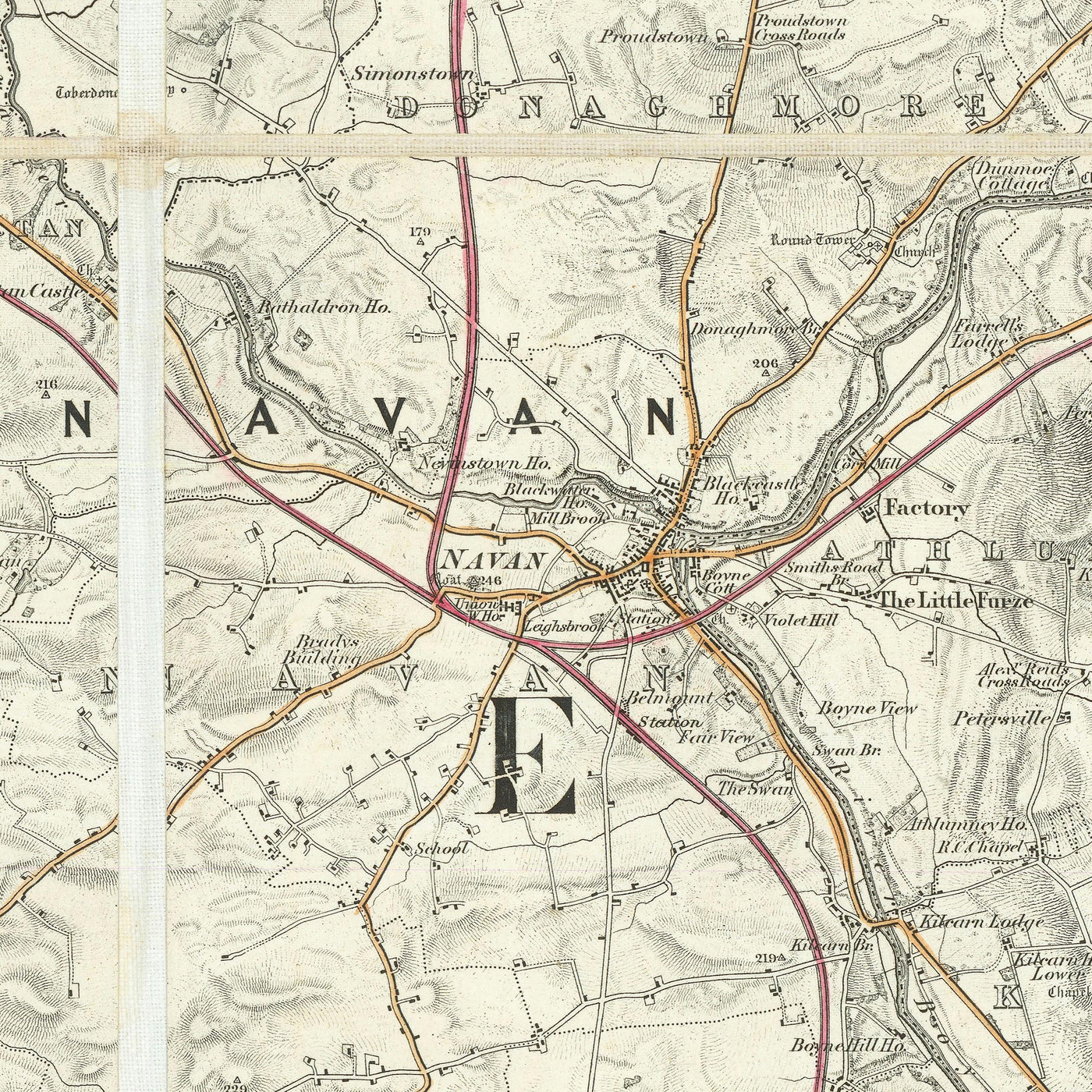 Gran Mapa Antiguo de Dublín y sus Suburbios, 1868: Meath, Clane, Rathdown, Drogheda 