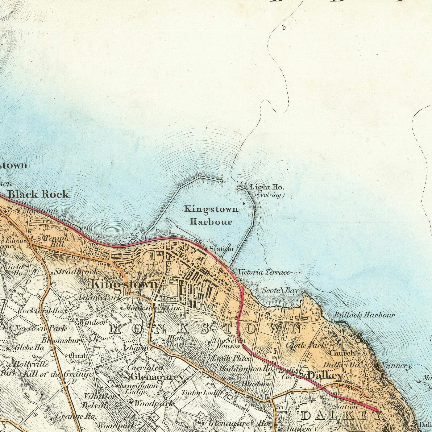 Gran Mapa Antiguo de Dublín y sus Suburbios, 1868: Meath, Clane, Rathdown, Drogheda 