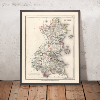 Old Map of County Dublin by Samuel Lewis, 1844: Balbriggan, Swords, Malahide, Skerries, Liffey
