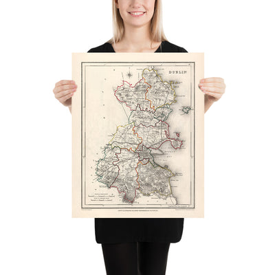 Old Map of County Dublin by Samuel Lewis, 1844: Balbriggan, Swords, Malahide, Skerries, Liffey