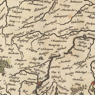 Alte Karte des Herzogtums Bayern von Visscher, 1690: Regensburg, Ingolstadt, München, Augsburg, Zugspitze 