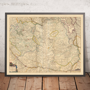 Antica mappa del Ducato di Brabante di Visscher, 1690: Bruxelles, Anversa, Liegi, Eindhoven, Parco Nazionale Hoge Kempen 