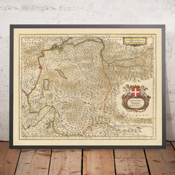 Mappa antica del Ducato di Savoia, Francia di Visscher, 1690: Ginevra, Grenoble, Chambéry, Chamonix, Parco Nazionale della Vanoise 