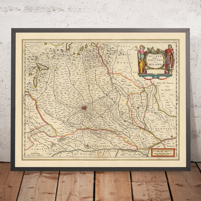 Old Map of Duchy of Milan, Italy by Visscher, 1690: Como, Bergamo, Pavia, Piacenza, Parco Agricolo Sud Milano