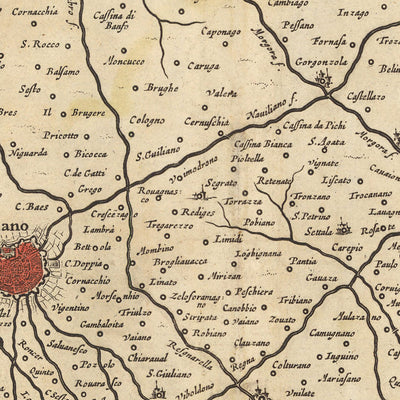 Old Map of Duchy of Milan, Italy by Visscher, 1690: Como, Bergamo, Pavia, Piacenza, Parco Agricolo Sud Milano