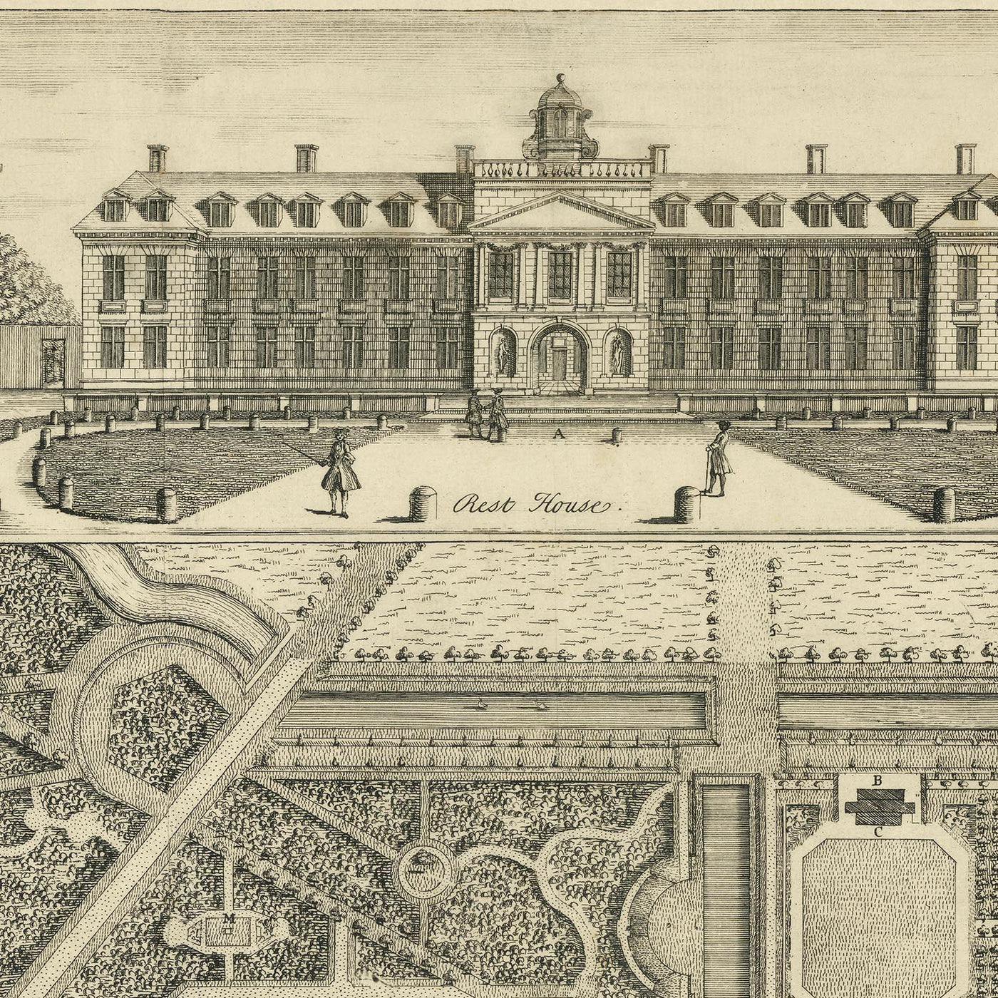 Wrest Park, the House & Gardens of the Duke of Kent by John Rocque, 1737