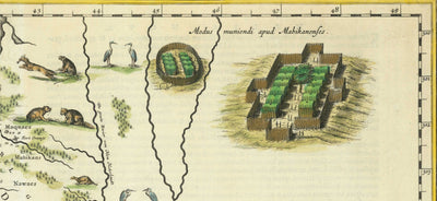 Mapa antiguo de Nueva Holanda y Nueva Inglaterra en 1640 por Willem Blaeu - Manhattan, Providence, Nueva York, Boston, Nueva Jersey