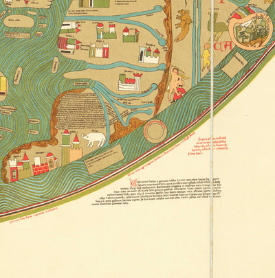 Old Ebstorf Mappa Mundi - Atlas mondial ancien du XIIIe siècle - Gibraltar, Méditerranée, Jérusalem, Sicile, Grèce