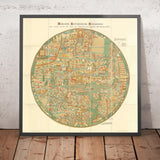 Alte Ebstorfer Mappa Mundi - Antiker Weltatlas aus dem 13. Jahrhundert - Gibraltar, Mittelmeer, Jerusalem, Sizilien, Griechenland 