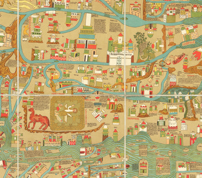 Old Ebstorf Mappa Mundi - Atlas mondial ancien du XIIIe siècle - Gibraltar, Méditerranée, Jérusalem, Sicile, Grèce