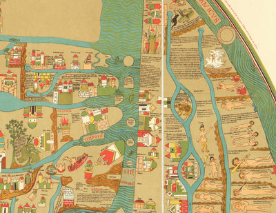 Old Ebstorf Mappa Mundi - Atlas mondial ancien du XIIIe siècle - Gibraltar, Méditerranée, Jérusalem, Sicile, Grèce