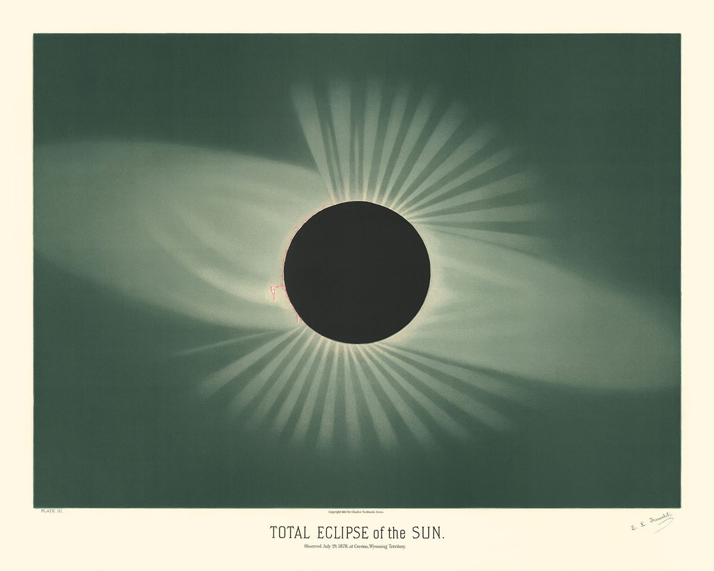 The Total Eclipse of the Sun by Etienne Leopold Trouvelot, 1882