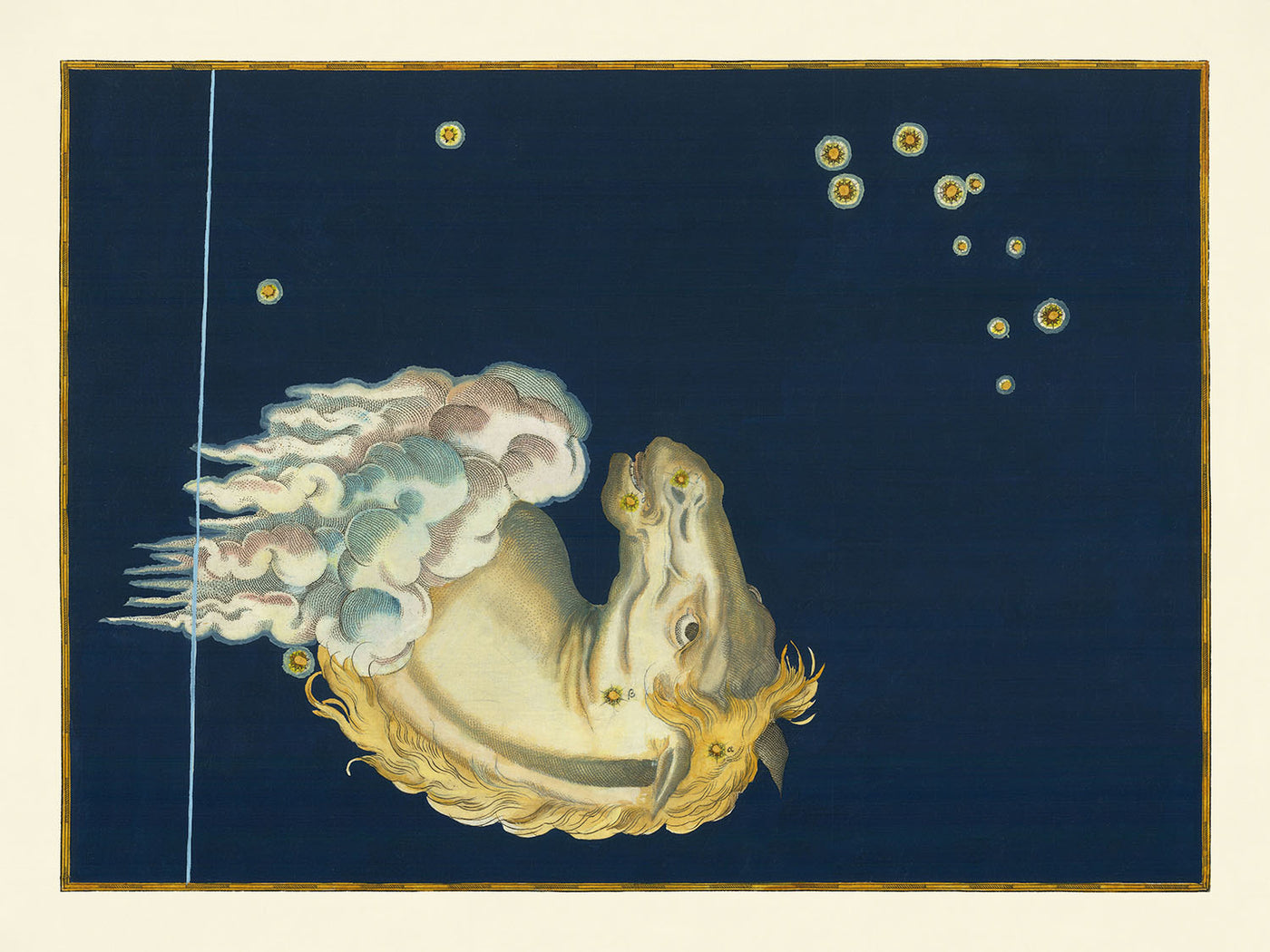 Antigua Carta Estelar de Equuleus (Caballito) por Johann Bayer, 1603 - Mapa de Constelaciones Celestiales 