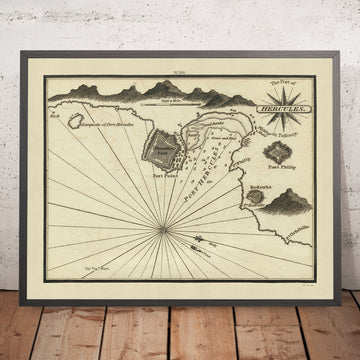 Alter Hafen von Herkules, Italien Nautische Karte von Heather, 1802: Toskana-Küste, Fort Point 