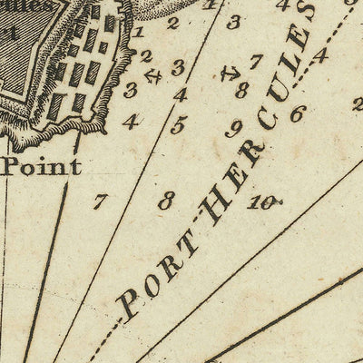 Alter Hafen von Herkules, Italien Nautische Karte von Heather, 1802: Toskana-Küste, Fort Point 