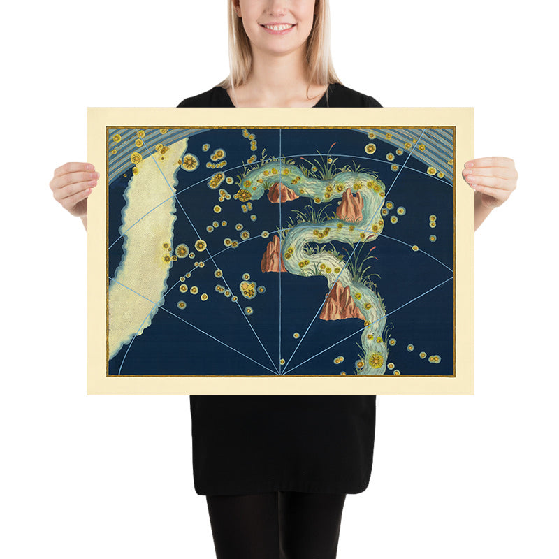 Antica mappa stellare di Eridano di Johann Bayer, 1603 - Mappa delle costellazioni celesti 