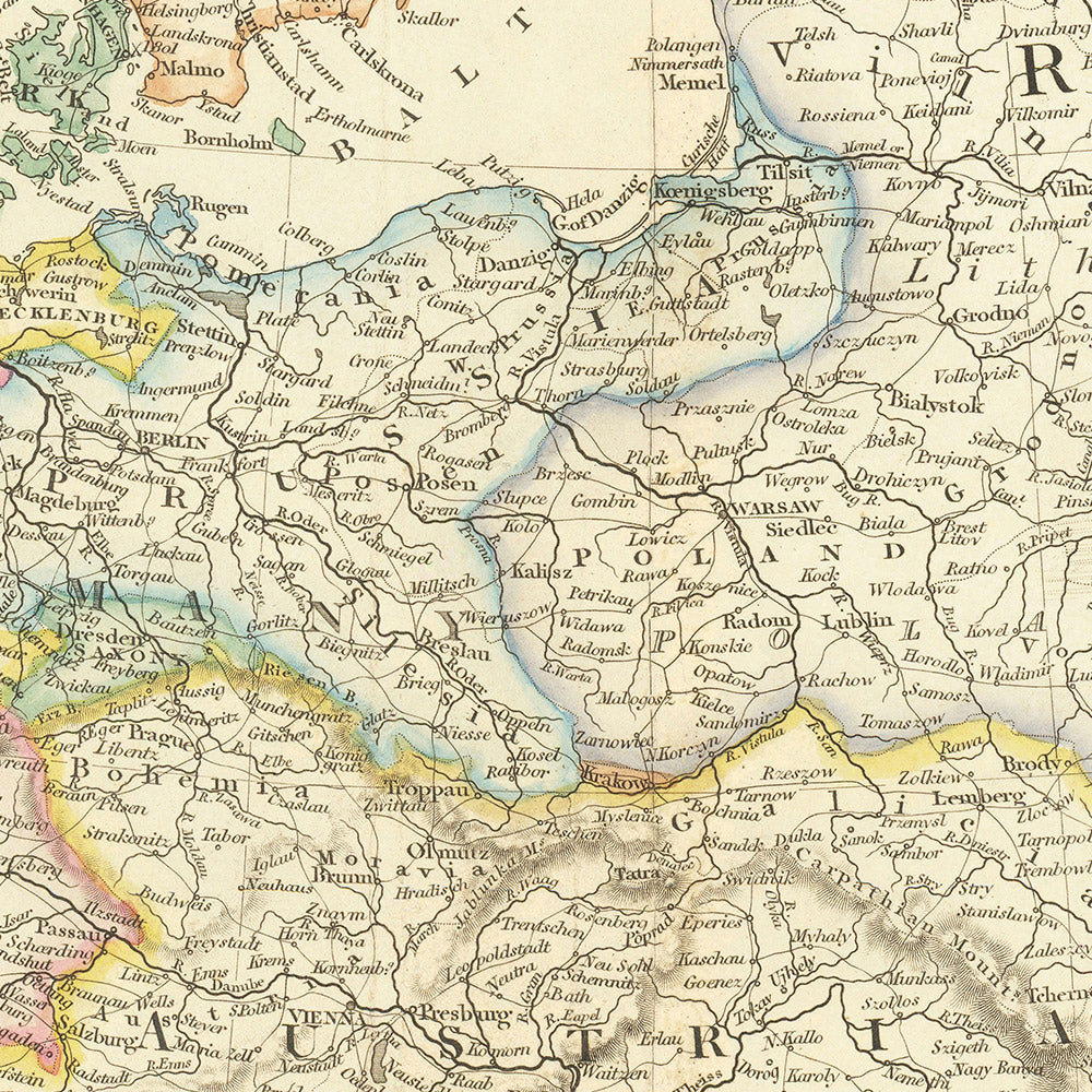 Ancienne carte de l'Europe par Arrowsmith, 1840 : paysage politique du milieu du XIXe siècle 