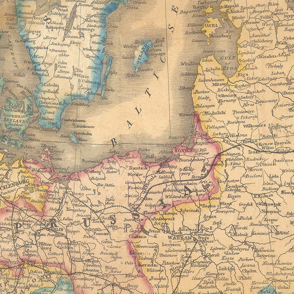 Mapa antiguo raro de Europa por Ensign, Bridgman & Fanning, 1855: Retratos de Victoria, Isabel, Napoleón, etc. 