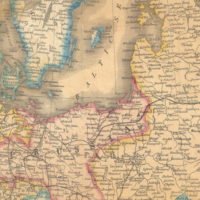 Mapa antiguo raro de Europa por Ensign, Bridgman & Fanning, 1855: Retratos de Victoria, Isabel, Napoleón, etc. 