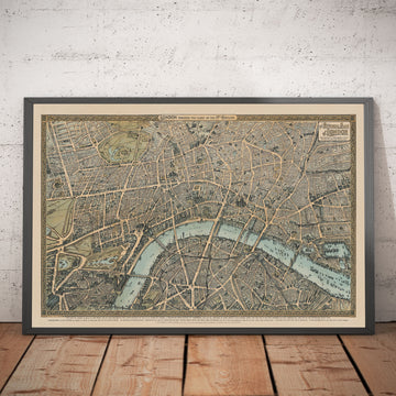 Mappa antica di Londra del 1892 di Charles Baker & Co - Westminster, Città di Londra, Lambeth, Covent Garden, Marylebone 