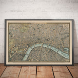 Mappa antica di Londra del 1892 di Charles Baker & Co - Westminster, Città di Londra, Lambeth, Covent Garden, Marylebone 