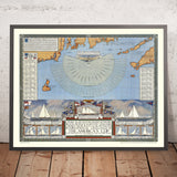 Alte America’s Cup Karte von Clegg, 1934: Yacht-Rennen, Newport, Martha's Vineyard, Endeavour gegen Rainbow 