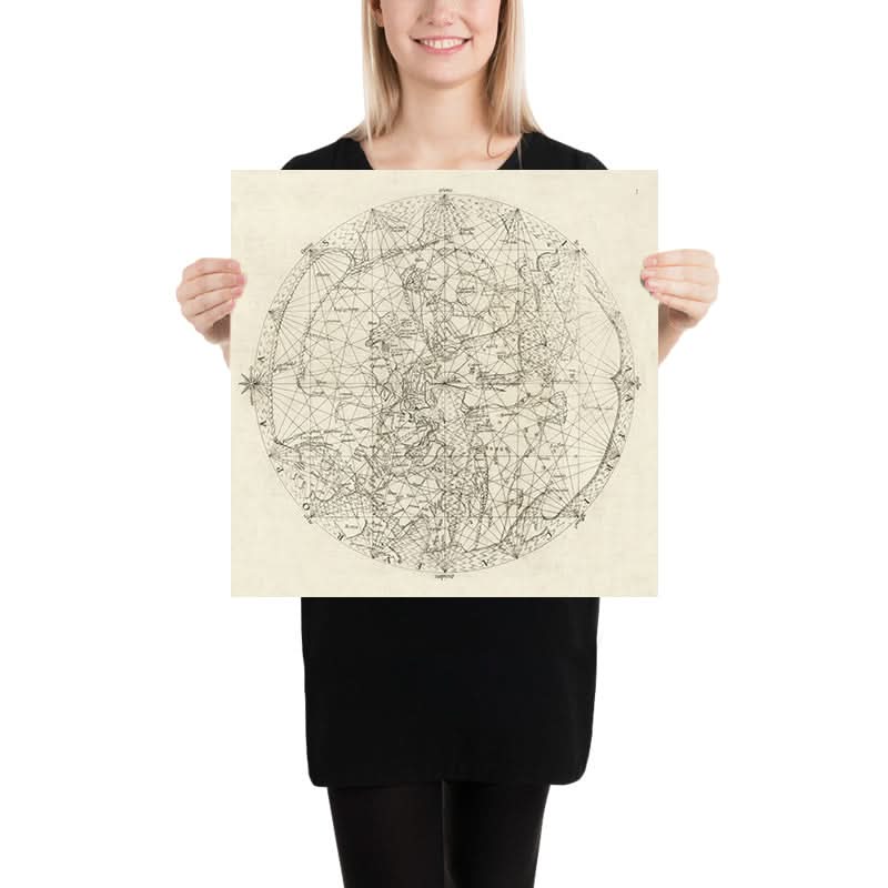 Carte du monde médiévale centrée sur Jérusalem par Vesconte, 1611 : Mappa Mundi Portolan 