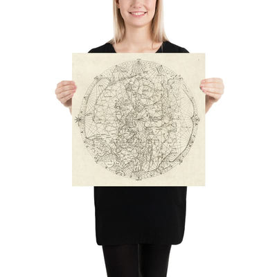 Carte du monde médiévale centrée sur Jérusalem par Vesconte, 1611 : Mappa Mundi Portolan 