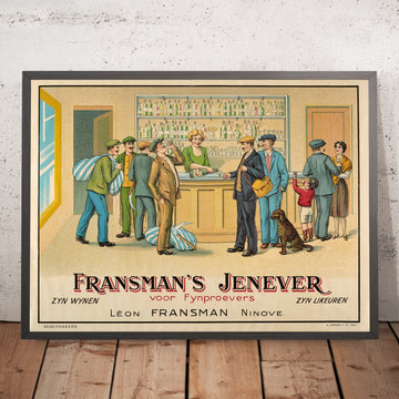 A framed image of Fransman’s Vintage Jenever Poster, 1900