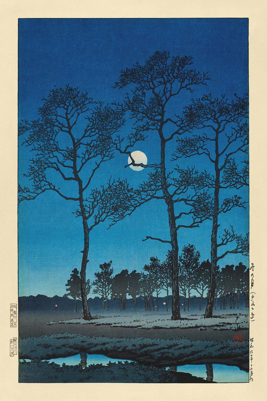 Winter Moon over Toyama Plain by Hasui Kawase 1935