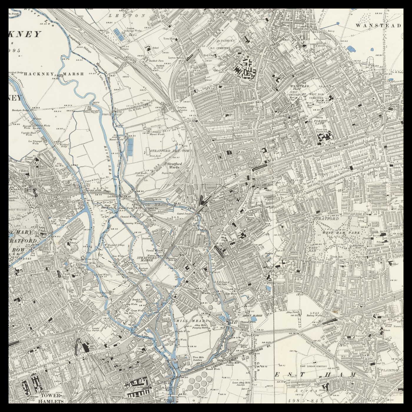 An old Ordnance Survey map of Stratford