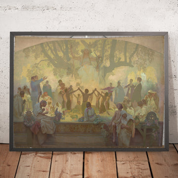 A framed image of The Oath of Omladina by Alphonse Mucha, 1926