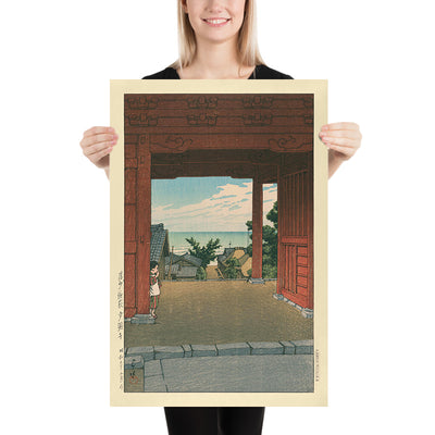 Templo Tamon en Hamahagi en Boshu por Hasui Kawase, 1935 