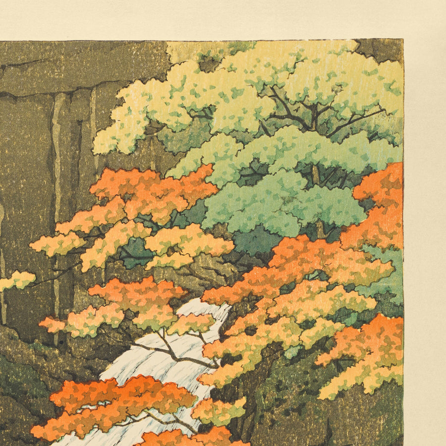 Senju Waterfall, Akame by Hasui Kawase, 1935