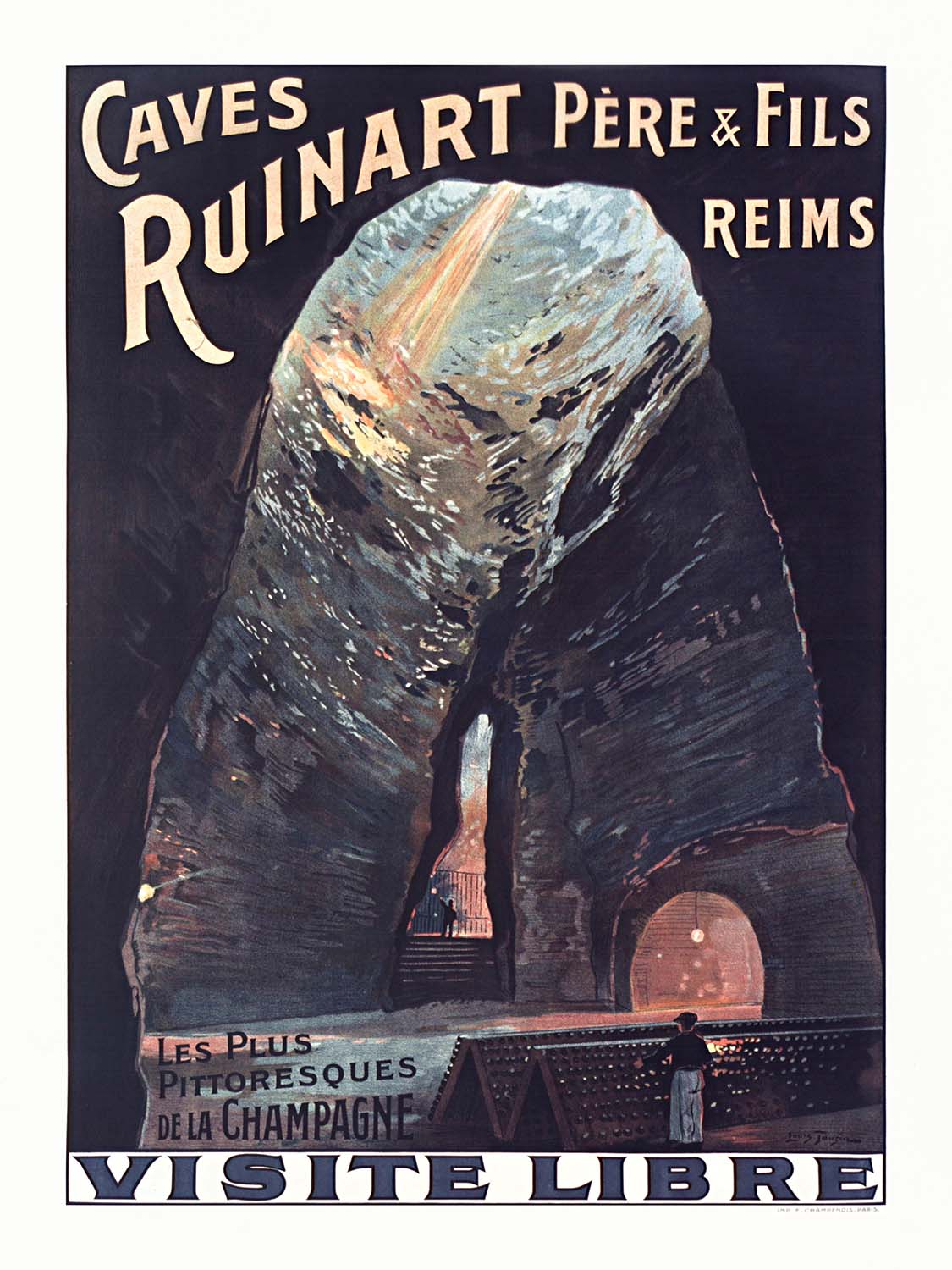Reims Travel Poster: Caves Ruinart Père et Fils by Louis Tauzin, 1914