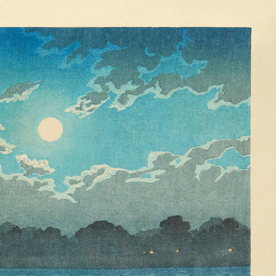 Full Moon on the Arakawa River in Akabane by Hasui Kawase, 1935