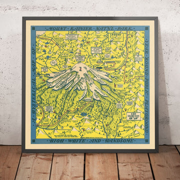 Vecchia mappa del Parco Nazionale del Monte Rainier, 1940: Columbia Crest, Paradise Inn, Wonderland Trail, Reflection Lake, Longmire 