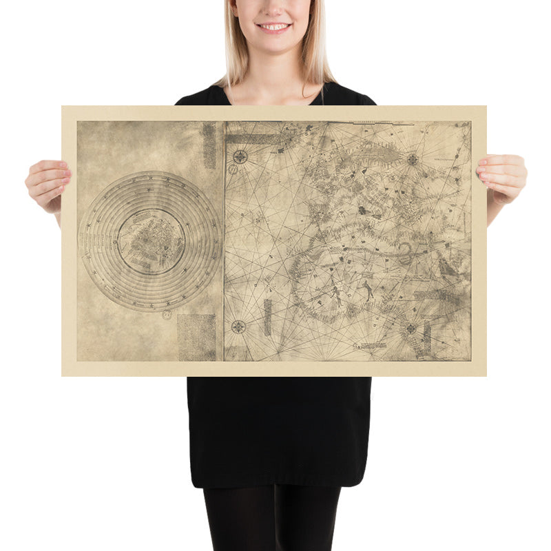 Portolan Mappa Mundi de Cristóbal Colón, 1492: Conquista de Granada, Era de los Descubrimientos 