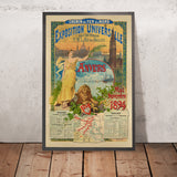 Affiche de voyage d’Anvers : Chemin de fer du Nord – Exposition universelle par Gustave Fraipont, 1894 
