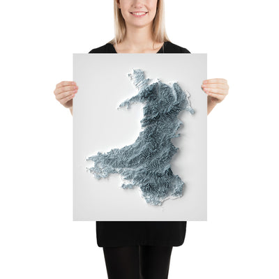 Mapa topográfico 3D de relieve de Gales 