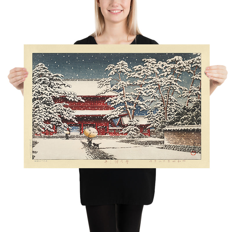 Zojoji-Tempel im Schnee, Tokio von Hasui Kawase 1929 