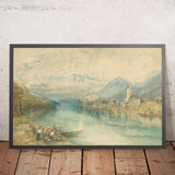 Mirando hacia el Lago Thun, desde el lado opuesto de Scherzligen, con el Schloss Schadau y el Niesen a lo lejos, Suiza por Turner, 1804 