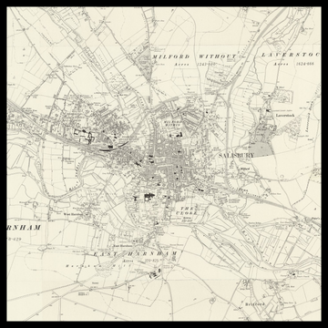 Eine alte Ordnance-Survey-Karte von Salisbury
