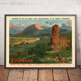 Affiche de voyage Auvergne : Chemins de Fer par Établissements Minot, 1904 
