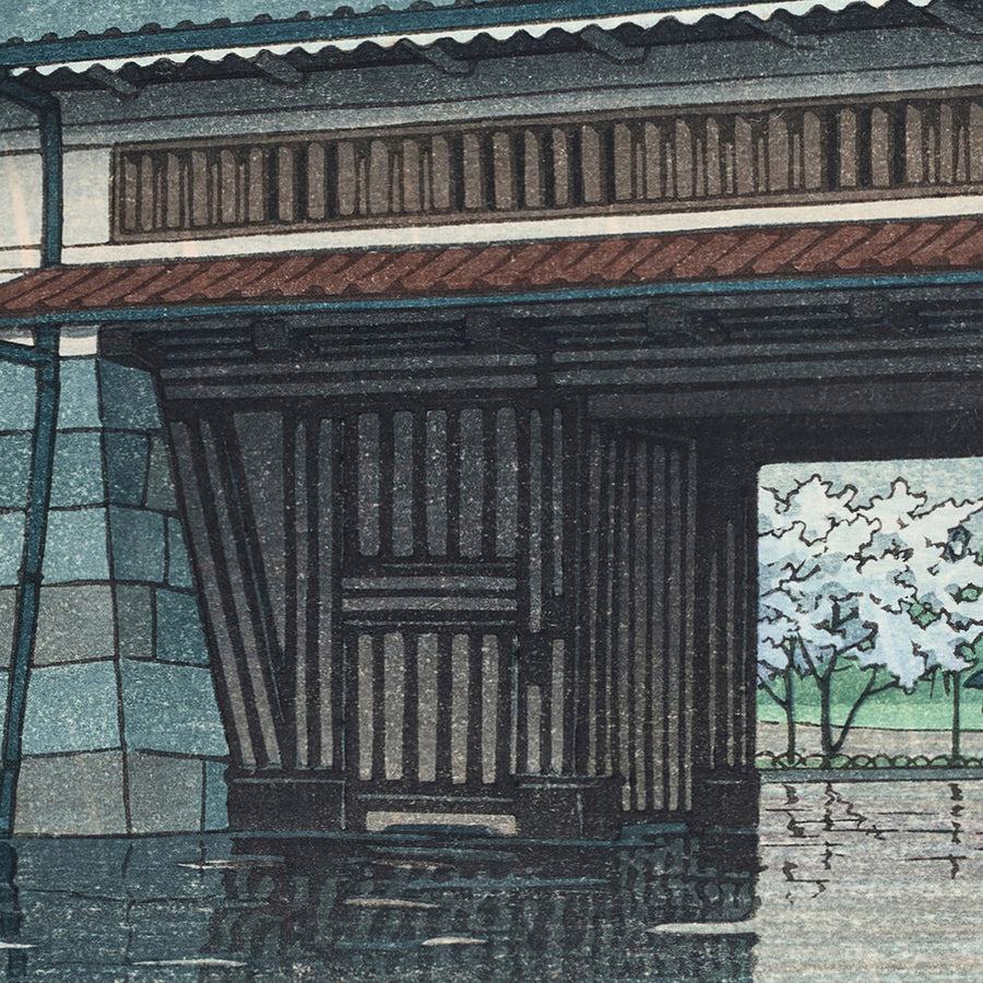 Spring Rain at Sakurada Gate, Tokyo by Hasui Kawase 1935